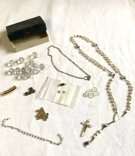 Lot De Perles Anciennes Vintage Chapelet Création Bijoux Fantaisies Diy Colliers