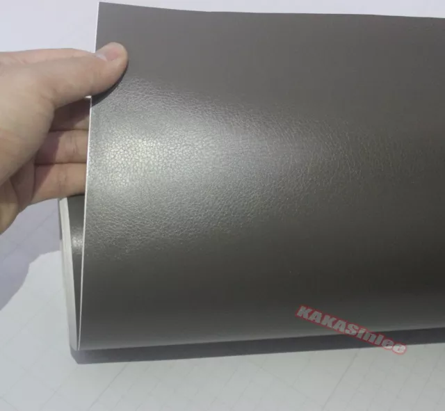 Grey Matte Car House 3D Leather Grain Texture Vinyl Wrap Sticker Film Stretch AB