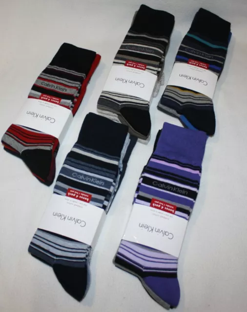 Calvin Klein 4 Pack Men's Dress 64% Cotton CK Socks Multicolor 4 Pairs NWT