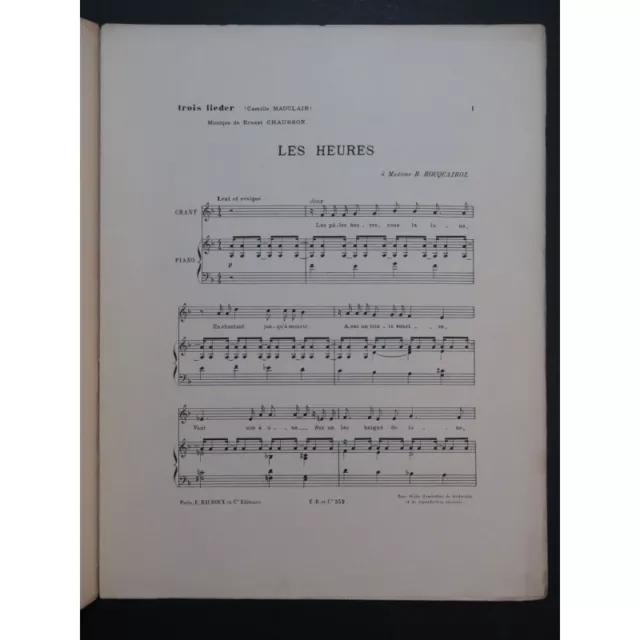 CHAUSSON Ernest Trois Lieder Chant Piano ca1895 3