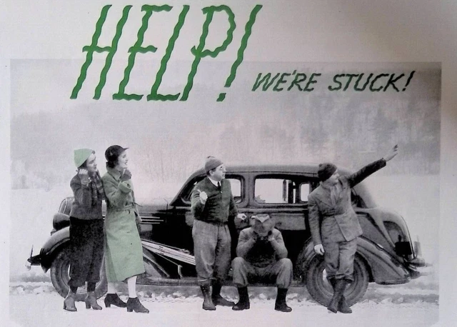 1937 Quaker State Winter Oil Stuck In Snow Side Of Road Original Print Ad
