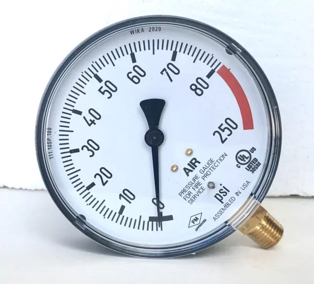 3.5" Dial 0-80-250 psi Fire Protection Sprinkler Service Air Gauge with Retard 3