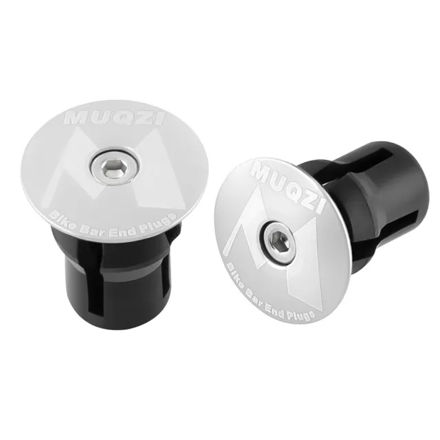 2pcs Bar End Stoppers Handle Bar Plugs Cover for MTB Road Bike (Silver)