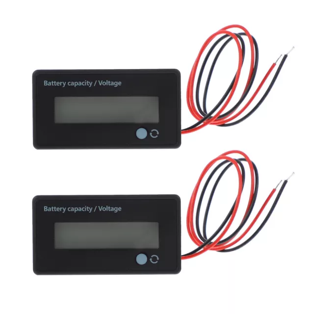 2 Pcs Battery Capacity Gauge Voltage Monitor Tester Digital Display