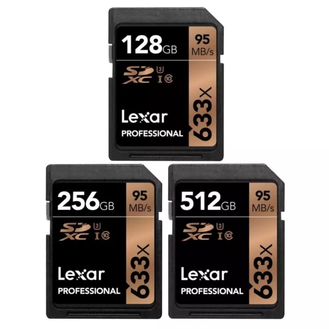 Lexar Professional 256GB 512GB 1TB 633x SDHC SDXC Card UHS-I 95MB/s Class10 4K