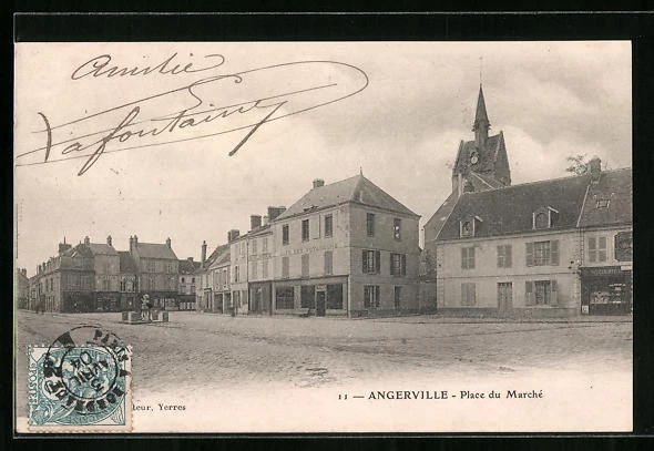 CPA Angerville, Place du Marché 1904