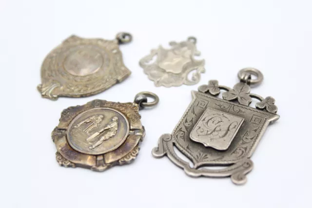 4x Fob / Medaglioni Antichi / Vintage Contrassegnati in ARGENTO STERLING (46g)