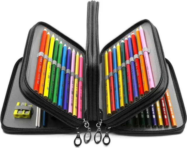72 Slots Pencil Case - PU Leather Handy Multi-Layer Large Zipper Pen Bag