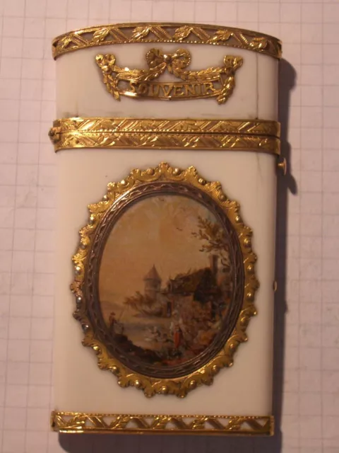 Antikes Visitenkarten Etui Frankreich um 1780 Gold 18 Carat. Lupenmalerei Museal