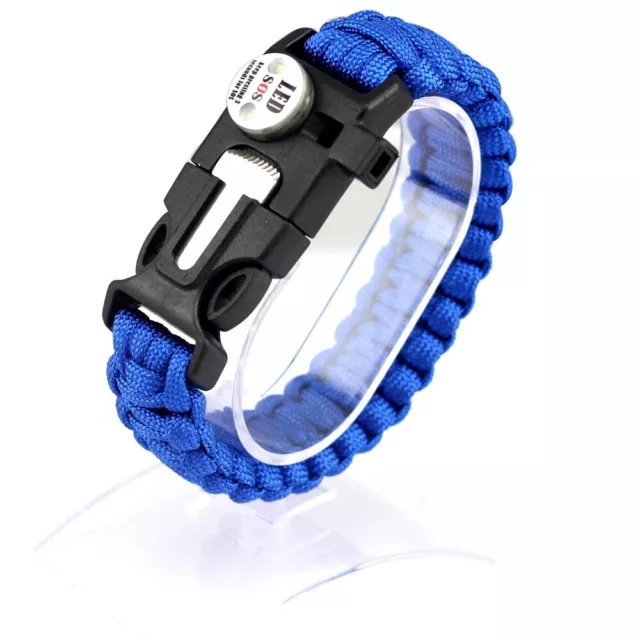 Outdoor Survival LED SOS Help Bracelet Flint Cutter Survival Bracelet Emergency