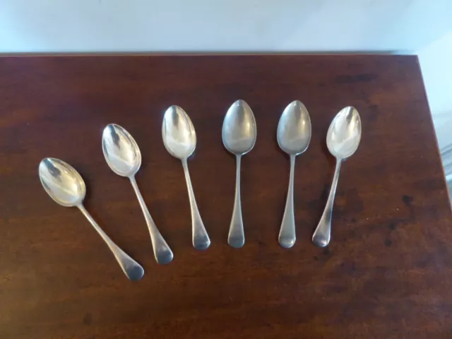 Vintage 6 x Sheffield Plate EPNS Large Dessert Spoons 7"