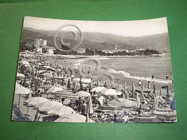 Cartolina Riviera dei Fiori - Diano Marina - La spiaggia - 1958.