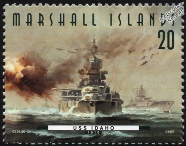 USS IDAHO (BB-42 Big Spud) New Mexico Class Battleship WWII Warship Stamp (1997)