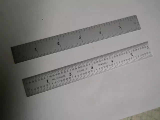 STARRETT #C304SRE 6" Rule  4 Grads & 32nds end graduations  Spring Tempered  NEW