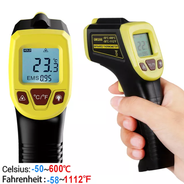 Non-Contact Digital Laser Grip IR Thermometer Temperature Gun -50 to 600°C W3N5