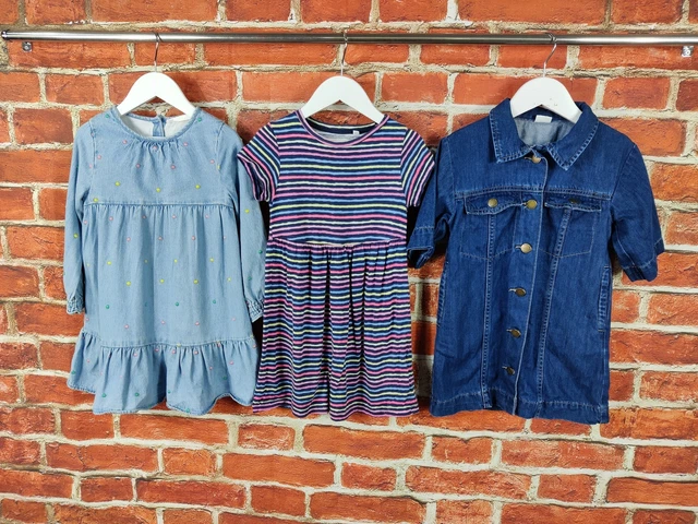 Girls Bundle Age 3-4 Years M&S Next Bluezoo Dress Set Denim Stripe Party 104Cm