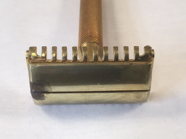 Vtg Gillette SHERATON 1st Generation TTO Razor Gold Tone  Open Comb c.1937 3