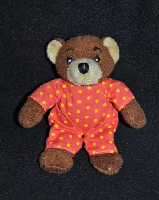 Peluche doudou petit ours brun BAYARD JEUNESSE salopette rouge pois Mini 12 Cm