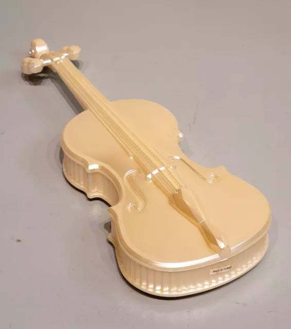 retro hard plastic cello violin trinket box opalescent finish