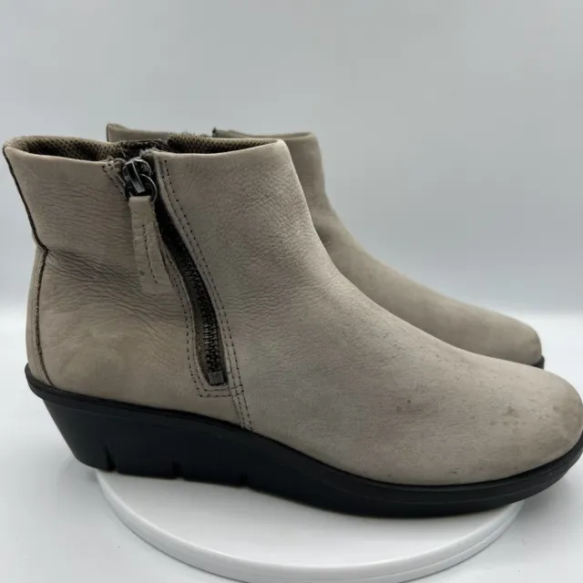 Ecco Women’s Boots, Gray Zip Ankle Booties, Size EU 38, US 7.5