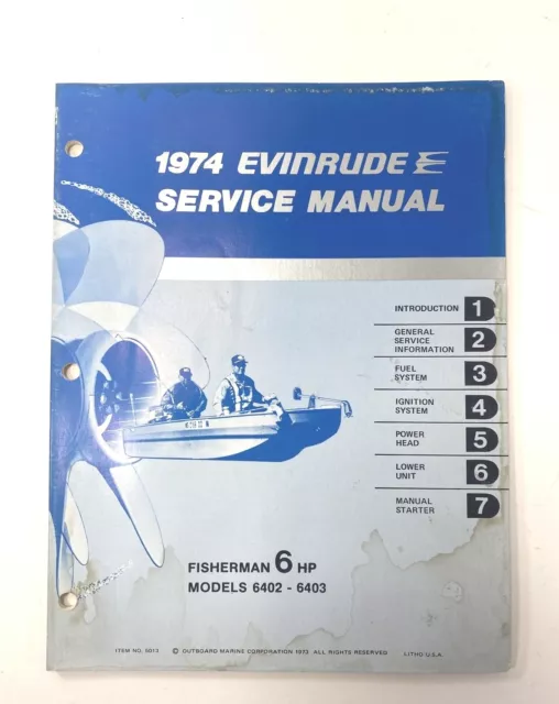 1974 Evinrude 6 HP OMC Outboard Service Shop Repair Manual 5013 FREE FIRST CLASS