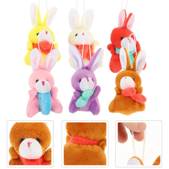 6 Pcs Pendentifs Sac À Pendentif Lapin En Peluche Jouets D'animaux Sacs