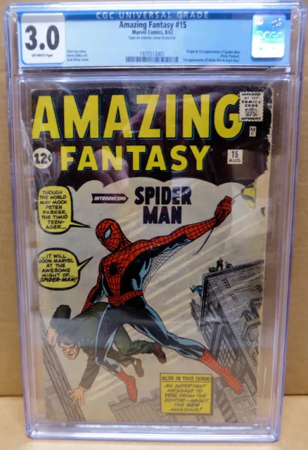 Amazing Fantasy 15 Marvel comics CGC 3.0 1st Appearance Spiderman