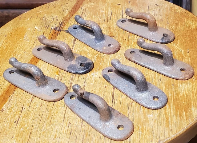 7 Old Antique Iron Hook Wall Nautical ? Special Use? Vintage 4"L Heavy Duty 2