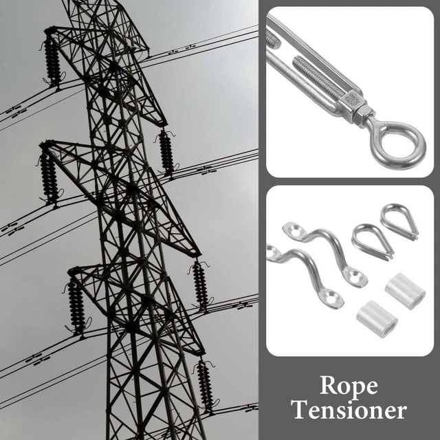 Crochet Réglable Câbles Acier Inoxydable TETEWEVER - 4x2m Avec Crochets - Pour Suspension Cadre, Luminaire, Rideau - Support 30kg Cable Corde