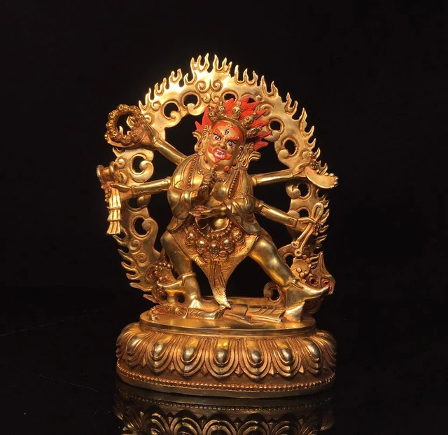 27.5CM Old Chinese Bronze Gilding Statue Buddha CK81