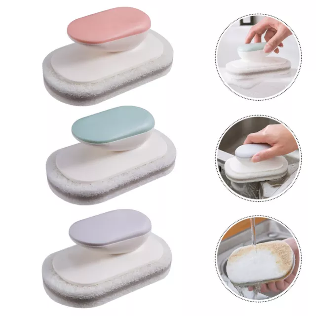 3 Pcs Cleaning Brush Sponge Dish Scouring Pad Tile Scrubber