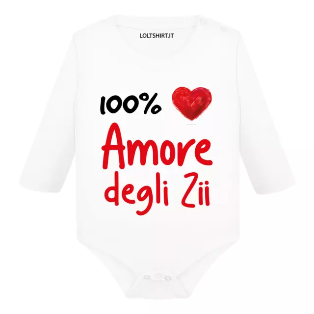 Body neonato 100% Amore degli zii manica lunga idea regalo divertente