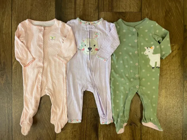 Carters Baby Girl 9 Month Sleepers Footed Footless Pajama Clothes Lot Bundle