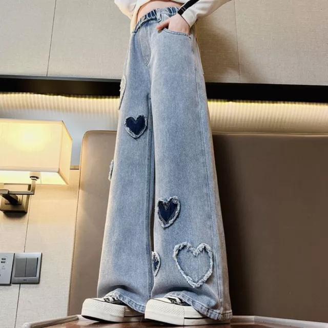 Soft Wide Leg Pants Loose Blue Trousers Fashion Denim Jeans  Spring and Autumn