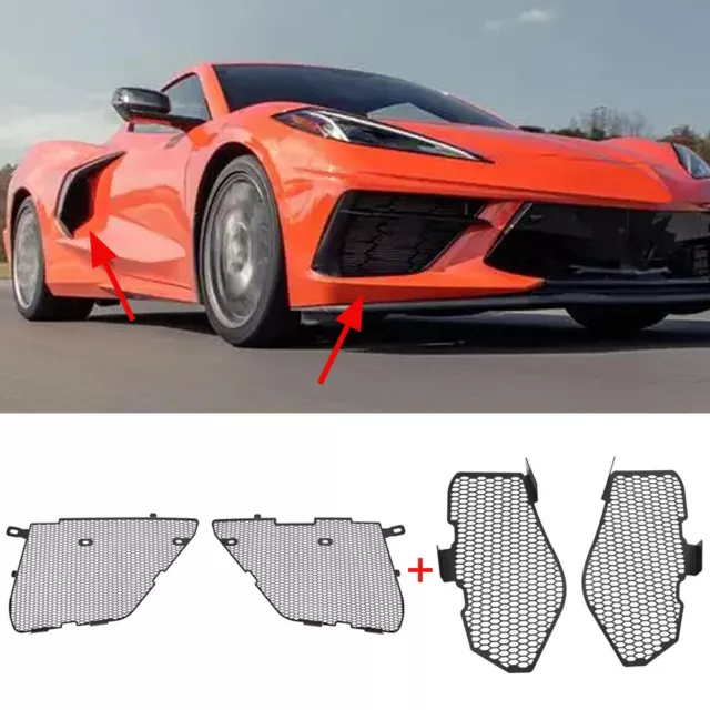 Vorne Kühlergrill + Seiten Lüftungsgitter Inserts Set Für Corvette C8 2020-2023