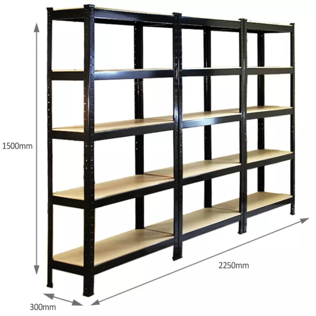 3 Scaffali T-Rax in Acciaio Senza Bulloni Neri 75cm 3