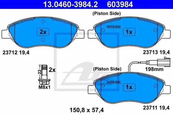 Kit 4 Pastiglie Freno Anteriori Alfa Mito Fiat Bravo Ii Fiat Stilo Lancia Delta 2