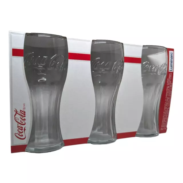 3x Coca Cola Glas Transparent 3 Stück 370ml Gläser Set Luminarc Trinkglas Neu