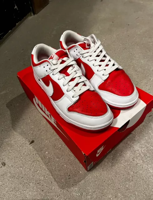 NIKE DUNK LOW University Red White Taille 44 EUR 10 US Peu porte cond 9 10 EUR 50 00 PicClick FR