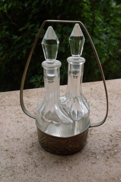 Huilier vinaigrier ancien en verre soufflé