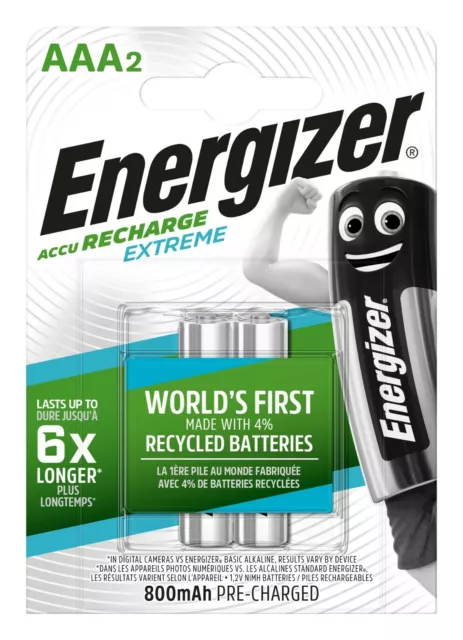 2 x Energizer 800mAh Extreme NiMh Akku Accu AAA Micro HR03 1,2V DECT Telefon