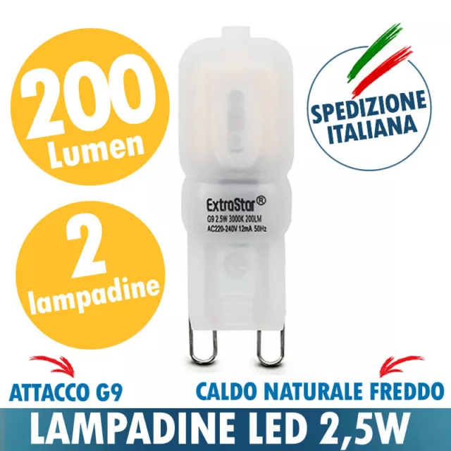 Lampadina Led G9 2,5W 200 Lumen Classe A+ Caldo Naturale Freddo