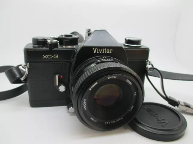 VIVITAR XC3 35mm SLR Film Camera w/ 55mm f/2 M42 screw mount lens WORKING