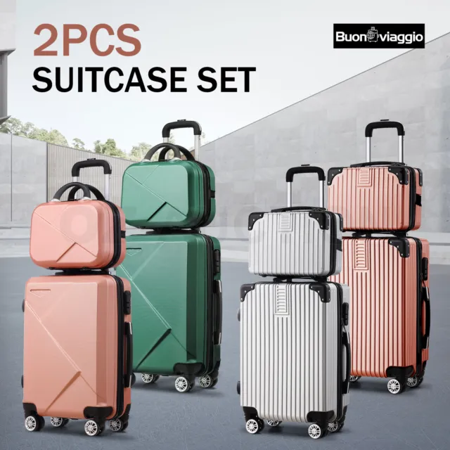 2PCS Luggage Suitcase Trolley Carry On Travel Stoage Hard Shell Case Lockable