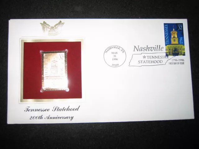 Tennessee Statehood 200th Anniversary FDC 1996 Gold Golden Cover Stamp replica