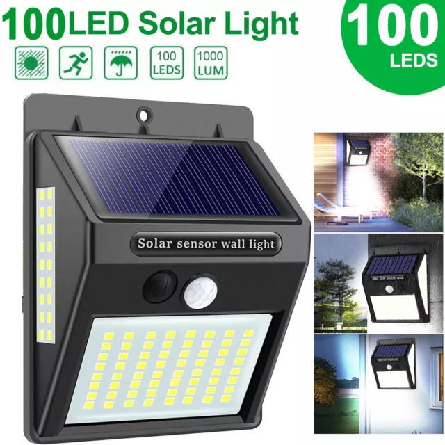 Solar Lights Outdoor 100LED Motion Sensor Security Light Garden Security Lamp UK