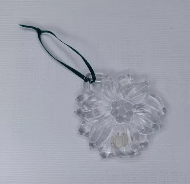Mikasa Clear Glass Crystal Poinsettia Christmas Tree Ornament