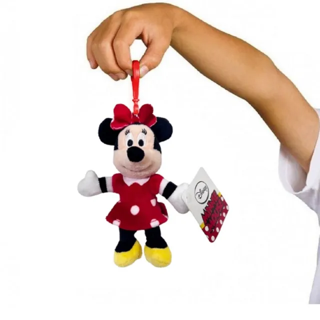 Disney Minnie Bambola Peluche 14cm con Clip Portachiavi Borsa Bambini Originale