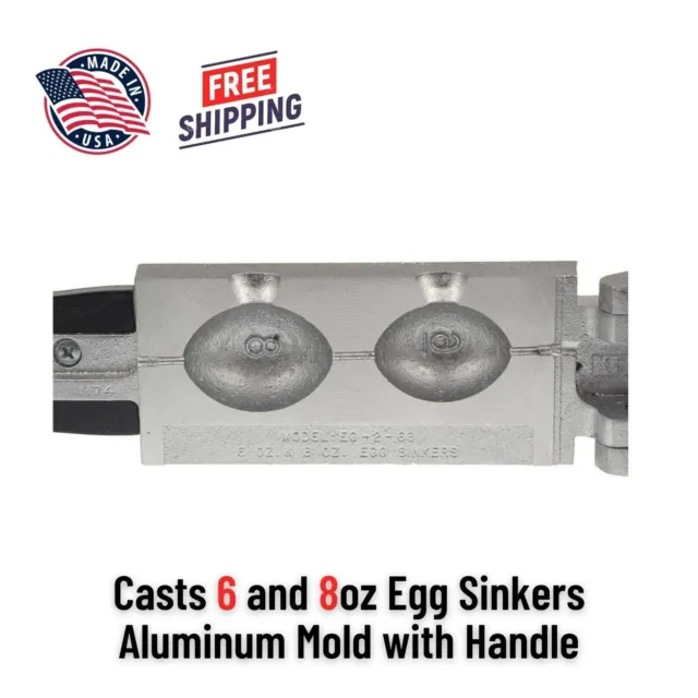 EGG SINKER MOLD 9 Assorted Sizes Weights 1/8 - 3oz Lead Cast
