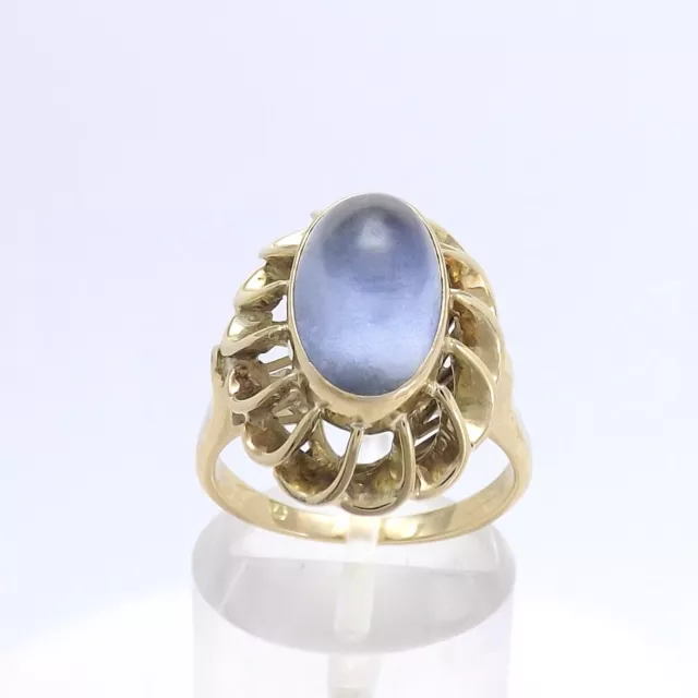 14k Gold Natural Cabochon Sapphire Corn Flower Blue September Birthstone Ring 2